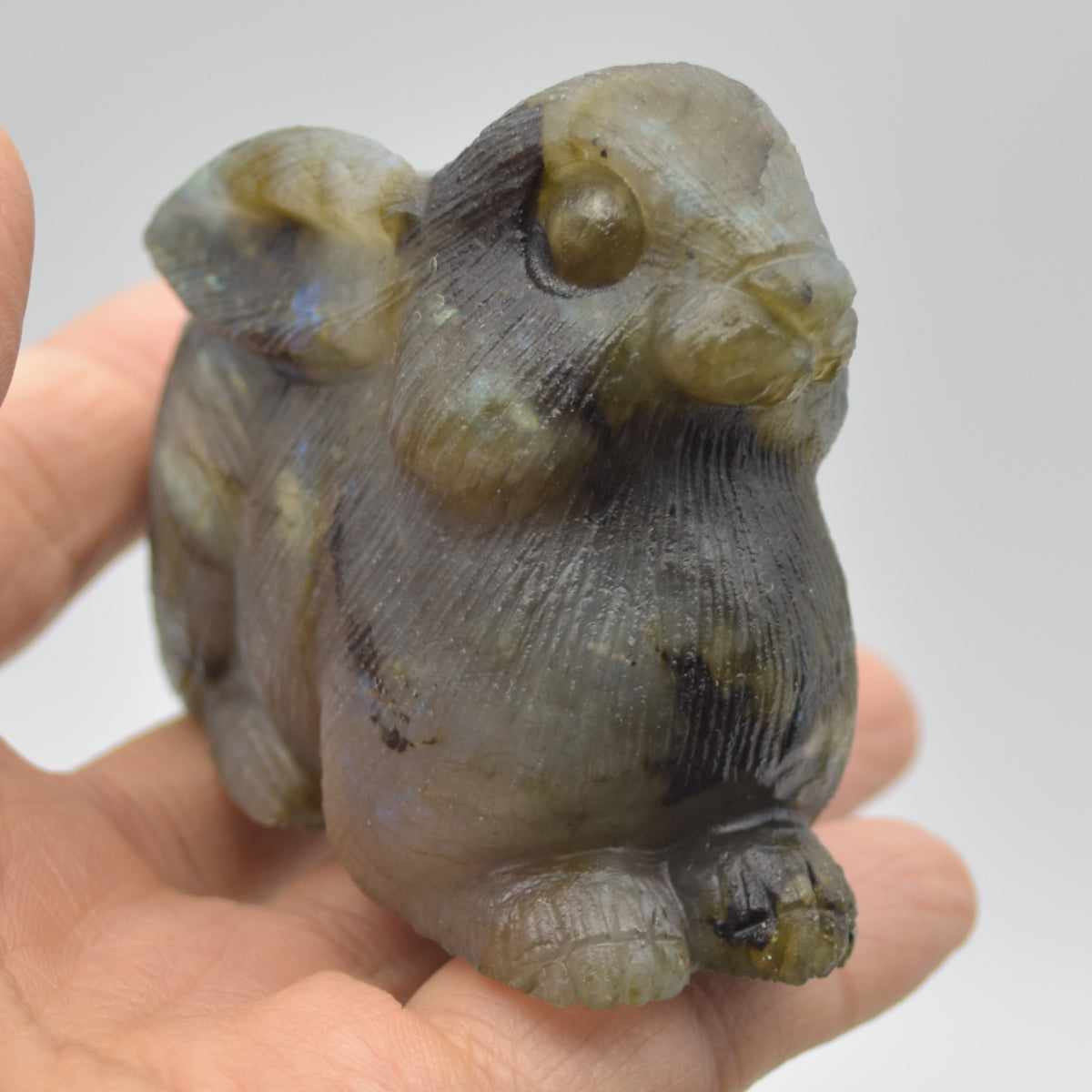 Labradorite Carved Rabbit - 9cm - 238 grams #05