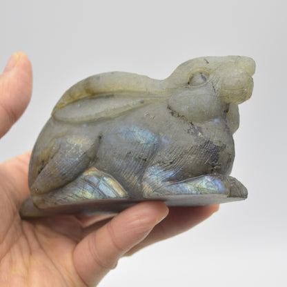 Labradorite Carved Rabbit - 12cm - 449 grams #07