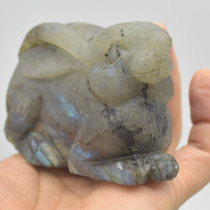 Labradorite Carved Rabbit - 12cm - 449 grams #07