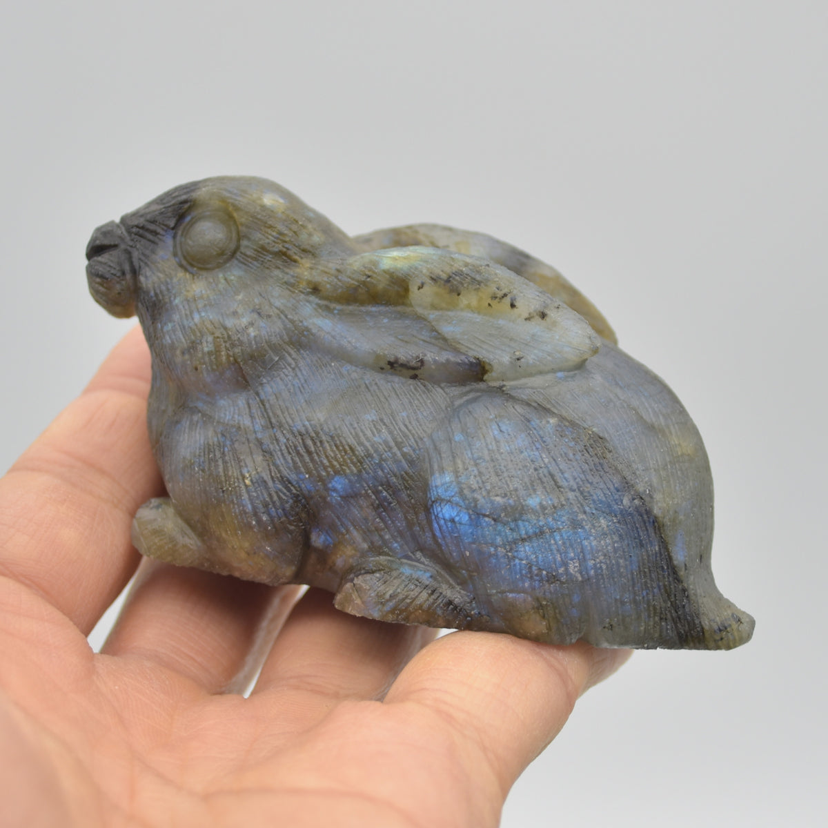 Labradorite Carved Rabbit - 9cm - 194 grams #08
