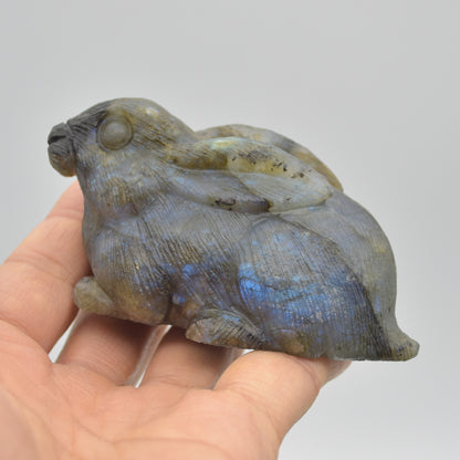 Labradorite Carved Rabbit - 9cm - 194 grams #08