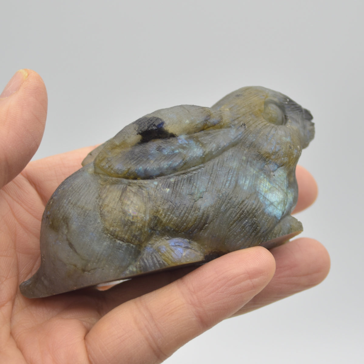 Labradorite Carved Rabbit - 9cm - 194 grams #08