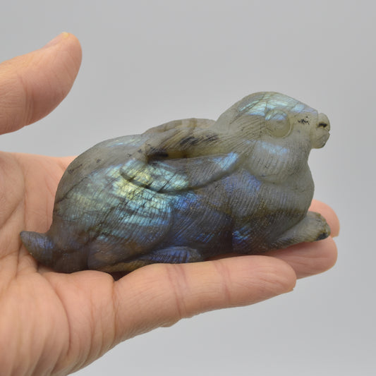 Labradorite Carved Rabbit - 9cm - 163 grams #09