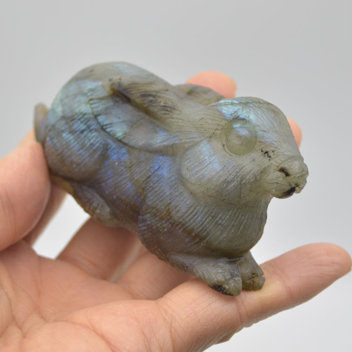 Labradorite Carved Rabbit - 9cm - 163 grams #09