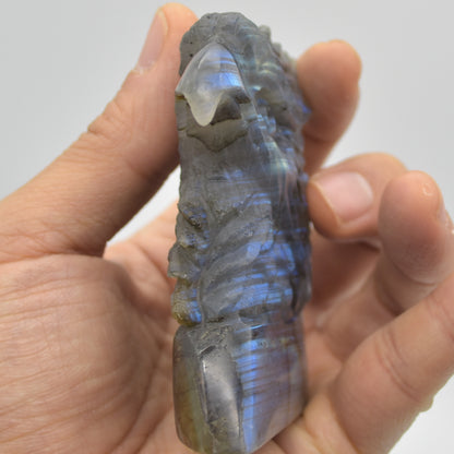 Labradorite Flat Crystal Eagle Head - 8cm x 6cm x 2cm - 154 grams # 01