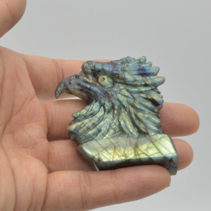 Labradorite Flat Crystal Eagle Head - 5.5cm x 5cm x 2cm - 74 grams # 02