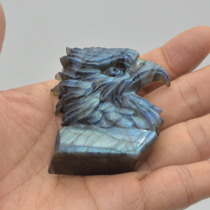 Labradorite Flat Crystal Eagle Head - 5.5cm x 5cm x 2cm - 74 grams # 02