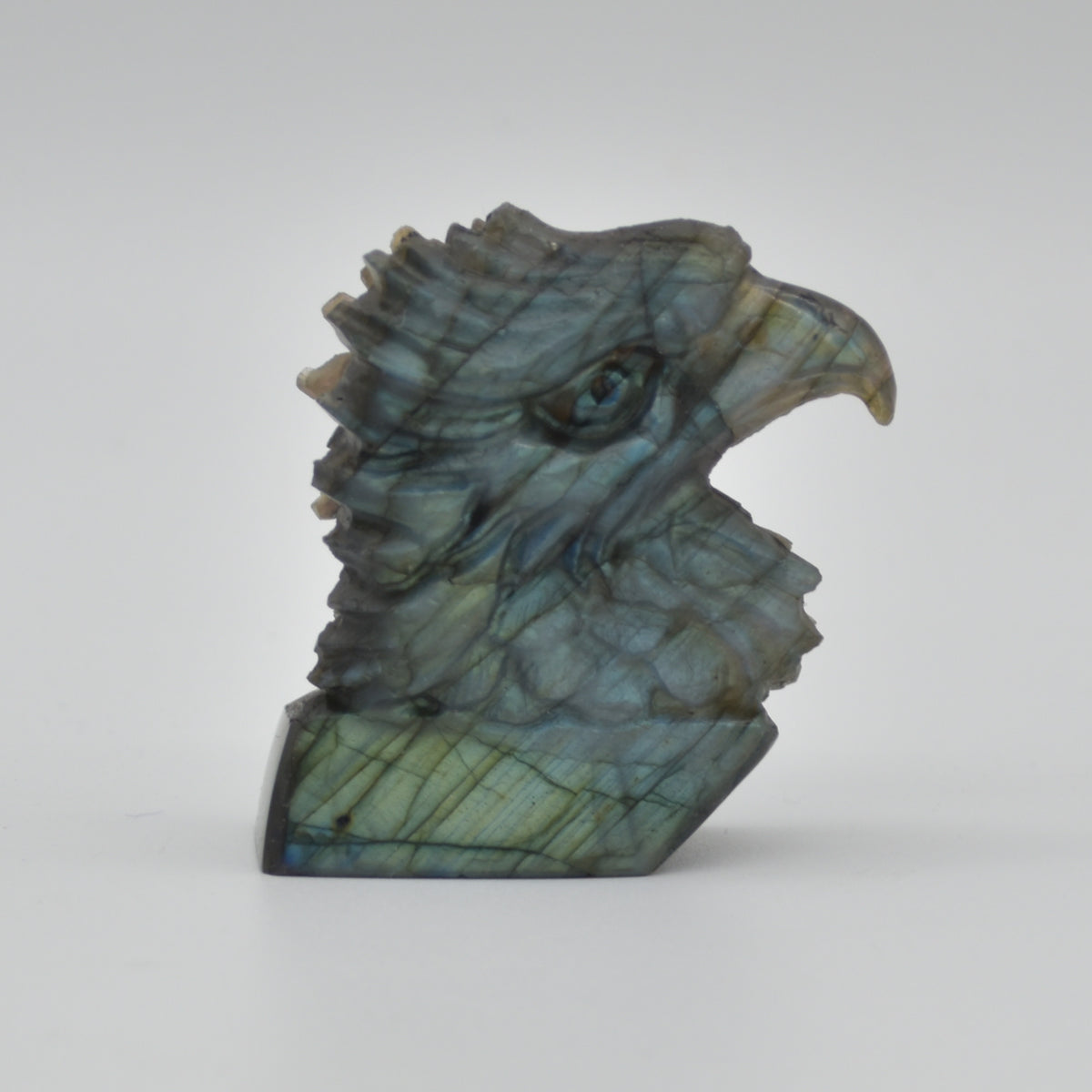 Labradorite Flat Crystal Eagle Head - 5.5cm x 5cm x 2cm - 74 grams # 02