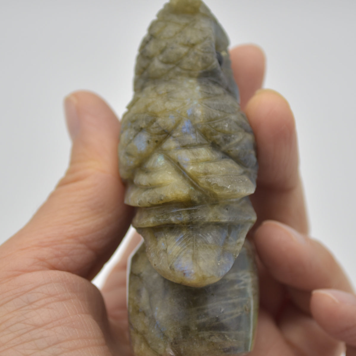 Labradorite Crystal Owl on Rock - 8cm x 5cm x 3cm - 150 grams #01