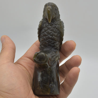 Labradorite Crystal Parrot on Branch - 11.5cm x 6.5cm x 3.5cm - 232 grams #02
