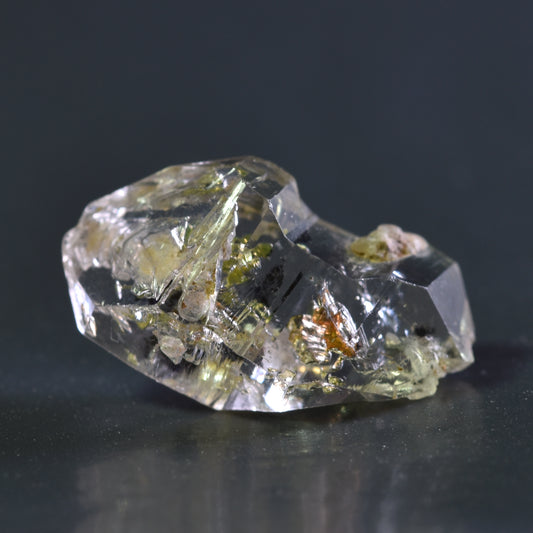 Golden Enhydro Petroleum Oil Diamond Quartz UV Fluorescent With Moving Bubble from Pakistan - 8.4ct #01