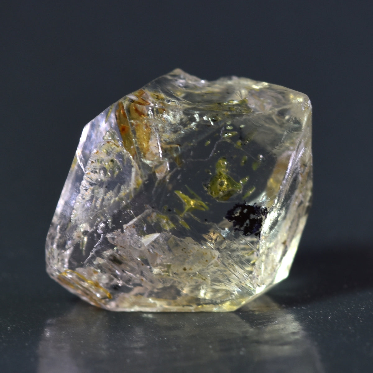 Golden Enhydro Petroleum Oil Diamond Quartz UV Fluorescent with Moving Bubble from Pakistan - 6.8ct #04