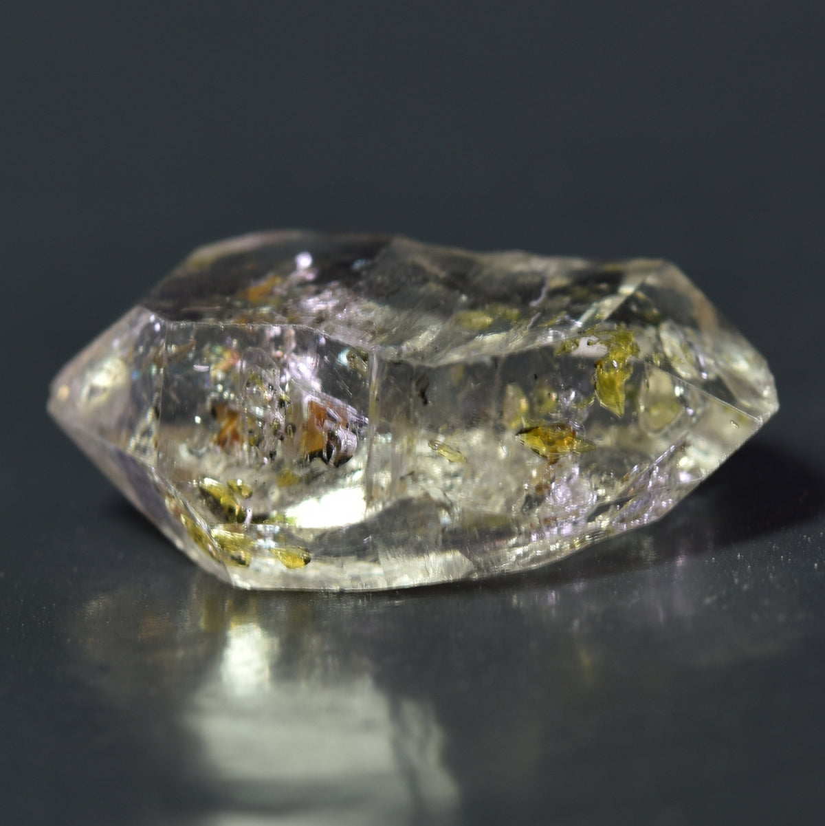 Golden Enhydro Petroleum Oil Diamond Quartz UV Fluorescent with Moving Bubble from Pakistan - 9.5ct #09