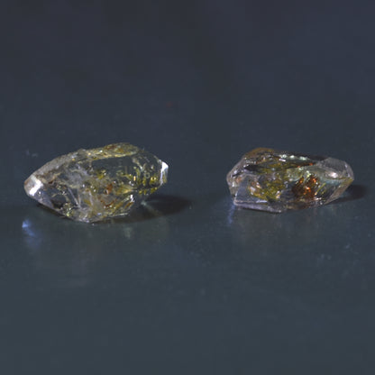 Golden Enhydro Petroleum Oil Diamond Quartz UV Fluorescent with Moving Bubble from Pakistan - 2 Count - 6.5ct #14