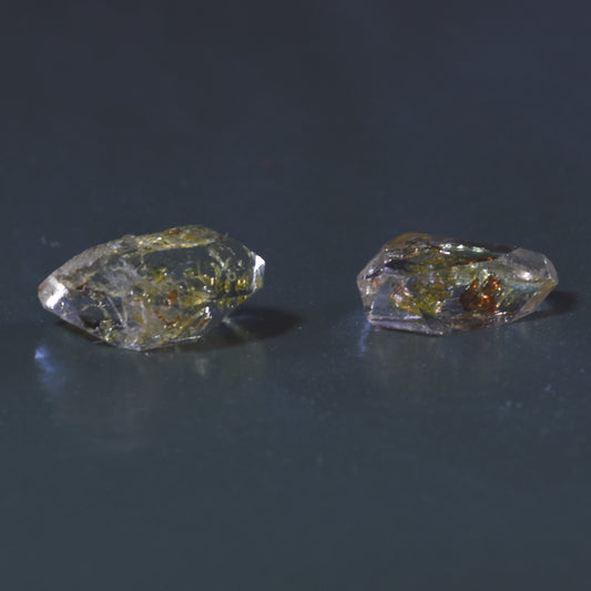 Golden Enhydro Petroleum Oil Diamond Quartz UV Fluorescent with Moving Bubble from Pakistan - 2 Count - 6.5ct #14
