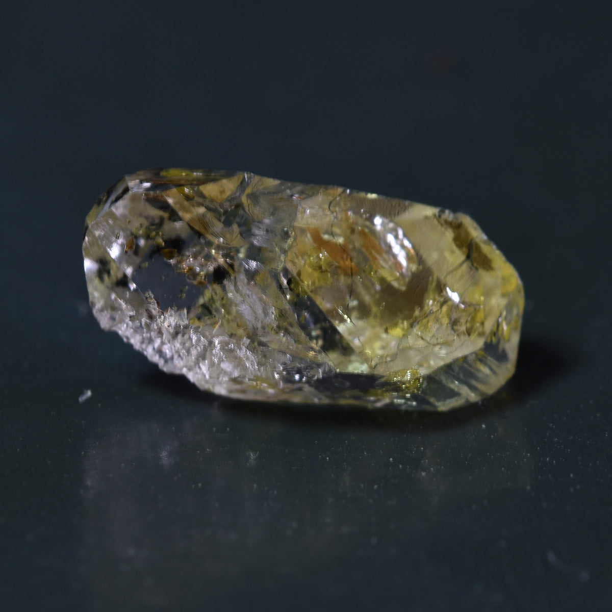 Golden Enhydro Petroleum Oil Diamond Quartz UV Fluorescent with Moving Bubble from Pakistan - 2 Count - 6.5ct #14