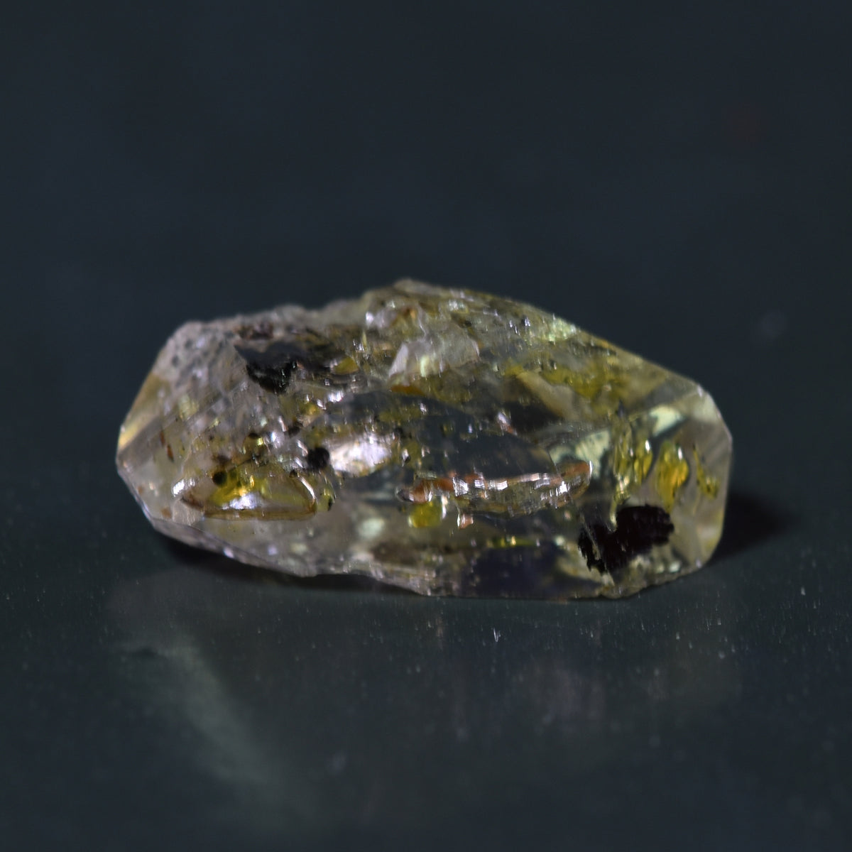 Golden Enhydro Petroleum Oil Diamond Quartz UV Fluorescent with Moving Bubble from Pakistan - 2 Count - 6.5ct #14