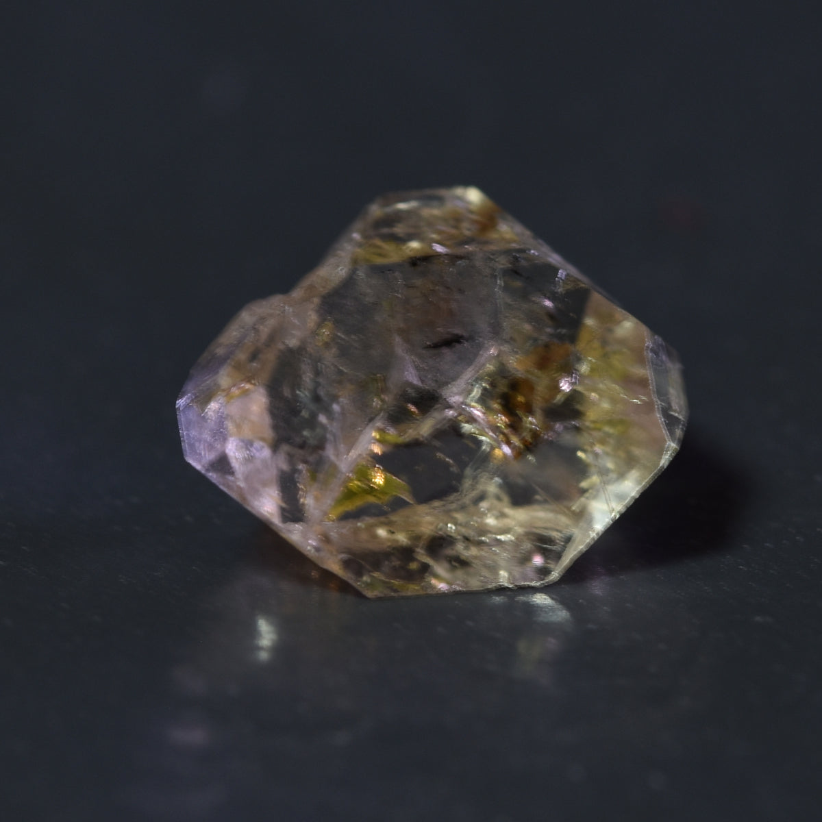 Golden Enhydro Petroleum Oil Diamond Quartz UV Fluorescent with Moving Bubble from Pakistan - 3 Count - 5.7ct #15