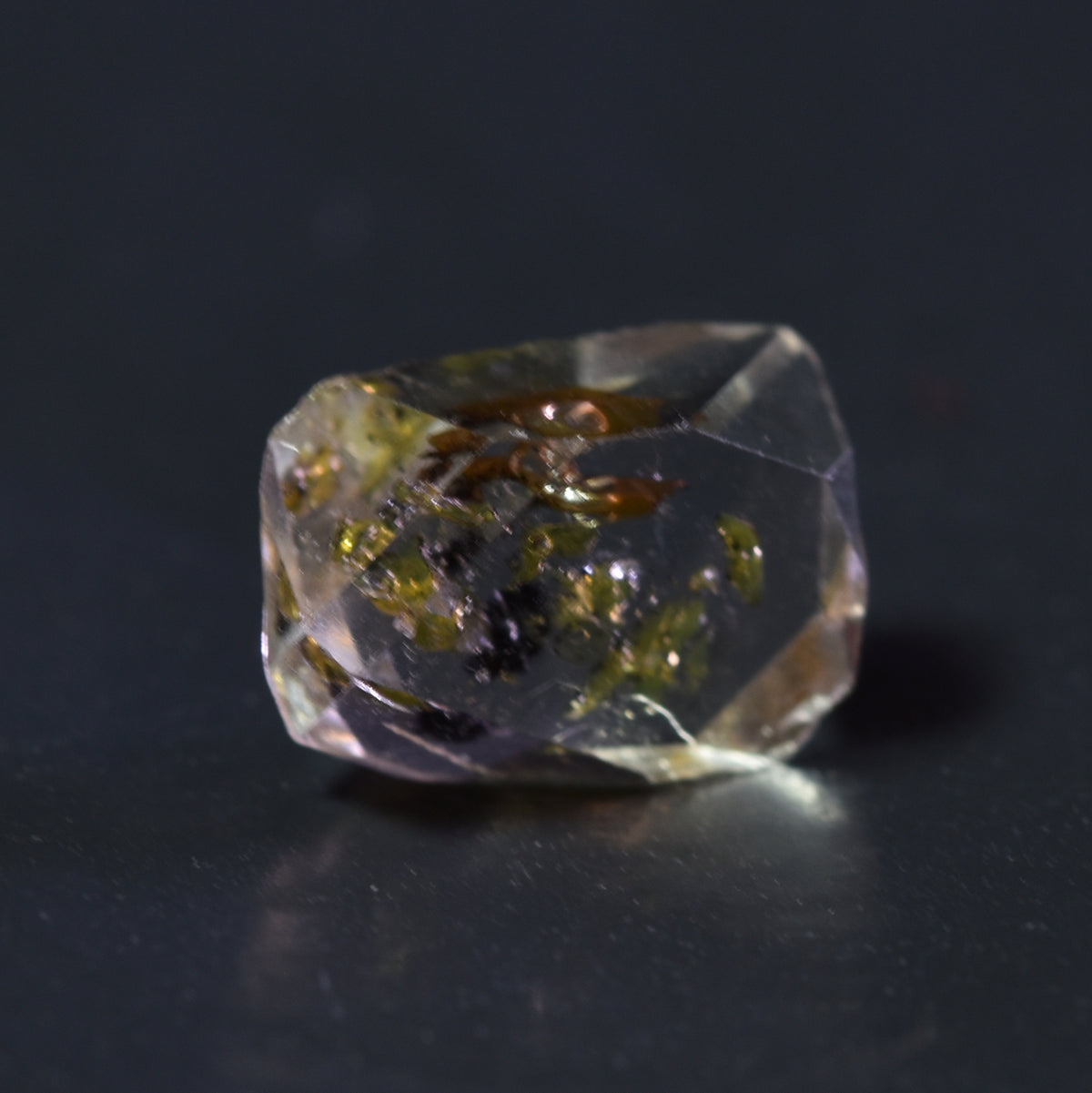 Golden Enhydro Petroleum Oil Diamond Quartz UV Fluorescent with Moving Bubble from Pakistan - 3 Count - 5.7ct #15