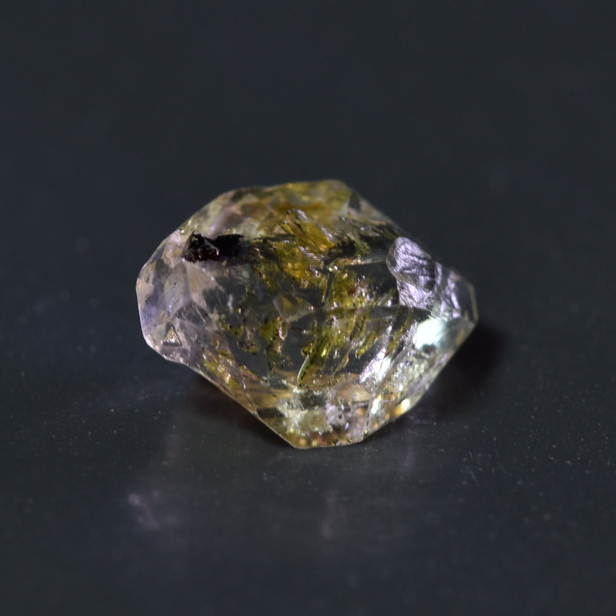 Golden Enhydro Petroleum Oil Diamond Quartz UV Fluorescent with Moving Bubble from Pakistan - 3 Count - 5.7ct #15