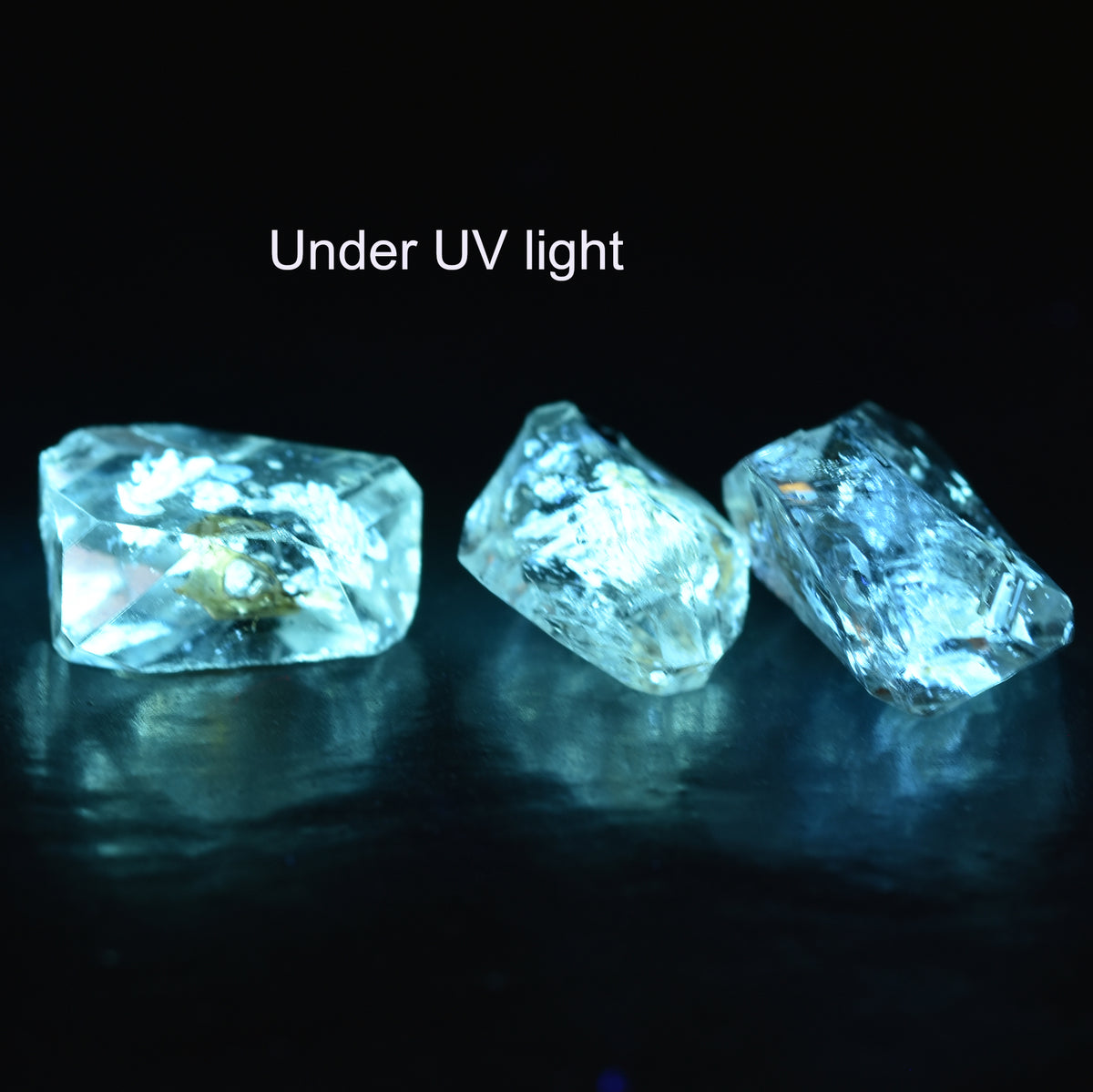 Golden Enhydro Petroleum Oil Diamond Quartz UV Fluorescent with Moving Bubble from Pakistan - 3 Count - 5.7ct #15