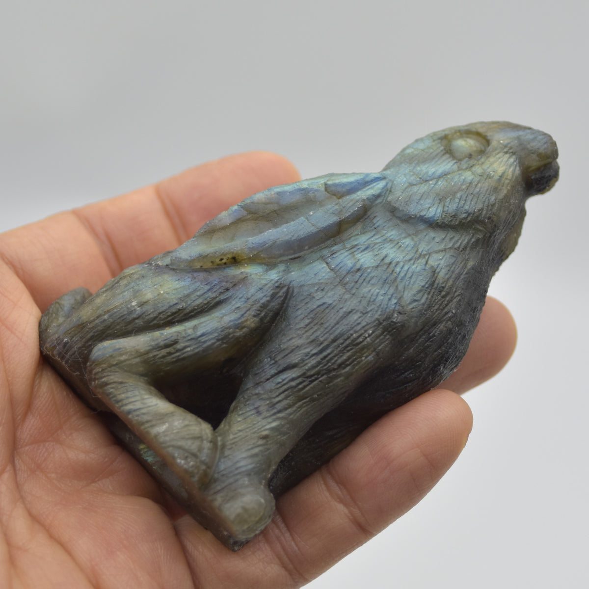 Labradorite Crystal Rabbit Hare - 8cm x 6cm x 3cm - 152 grams #02