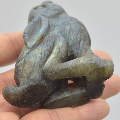 Labradorite Crystal Rabbit Hare - 8cm x 6cm x 3cm - 152 grams #02
