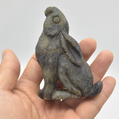 Labradorite Crystal Rabbit Hare - 8cm x 6cm x 3cm - 152 grams #02