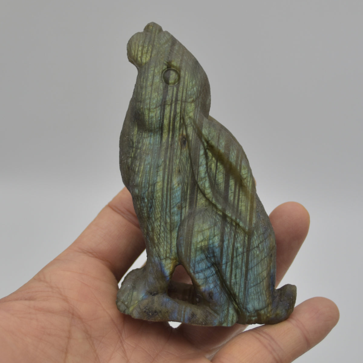 Labradorite Crystal Rabbit Hare - 9.5cm x 6cm x 3.5cm - 185 grams #03