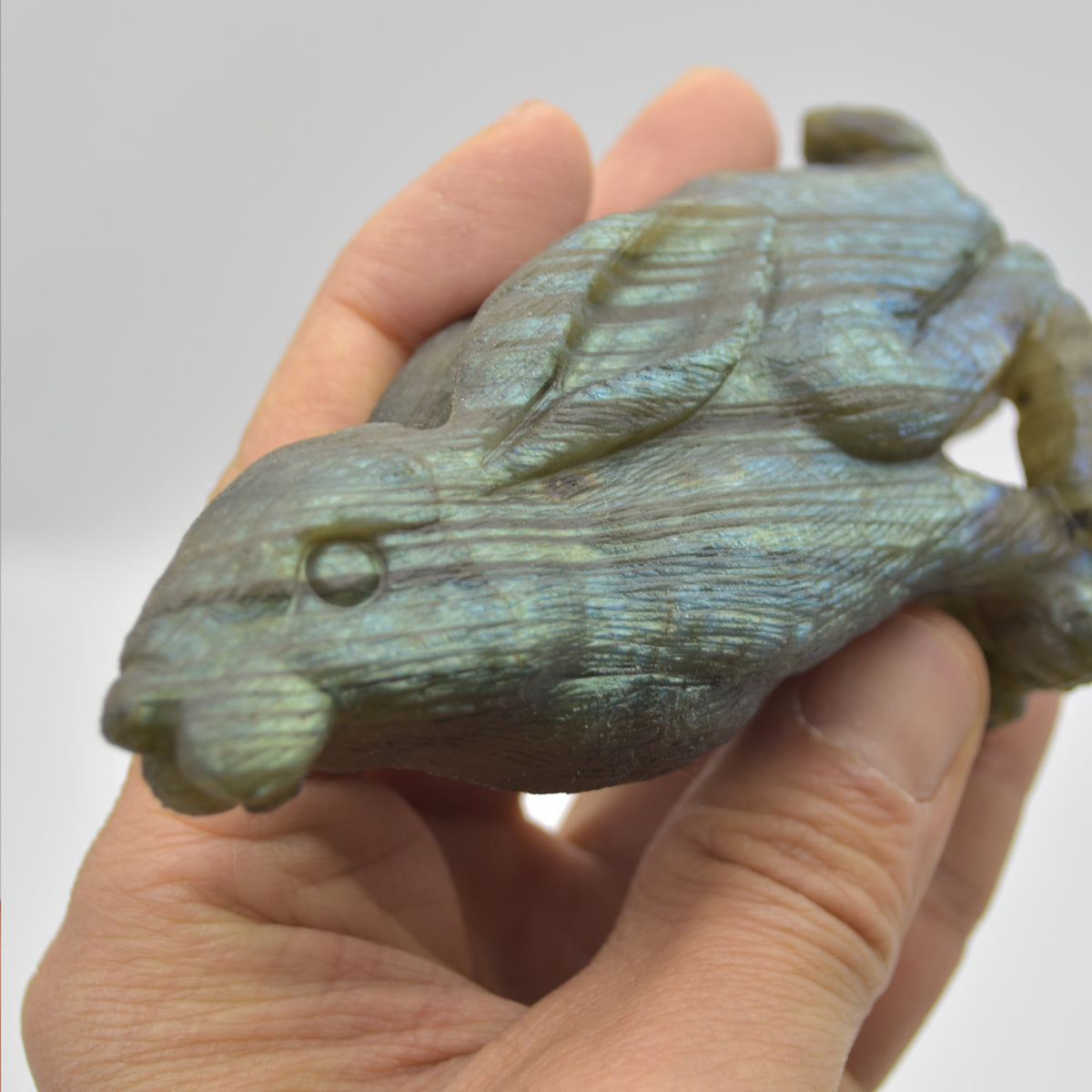 Labradorite Crystal Rabbit Hare - 9.5cm x 6cm x 3.5cm - 185 grams #03
