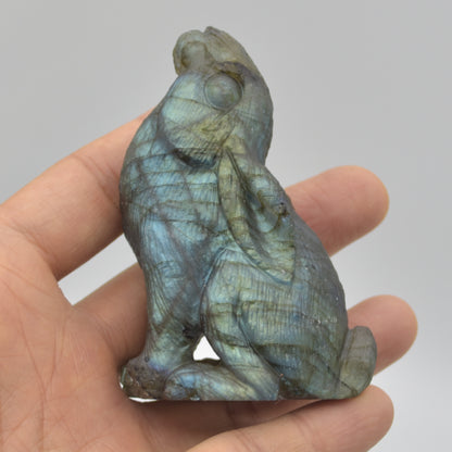 Labradorite Crystal Rabbit Hare - 8cm x 5.5m x 3cm - 133 grams #04