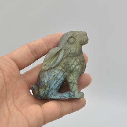 Labradorite Crystal Rabbit Hare - 7cm x 5cm x 2.5cm - 104 grams #05