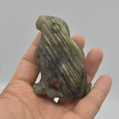 Labradorite Crystal Rabbit Hare - 7cm x 5cm x 2.5cm - 104 grams #05