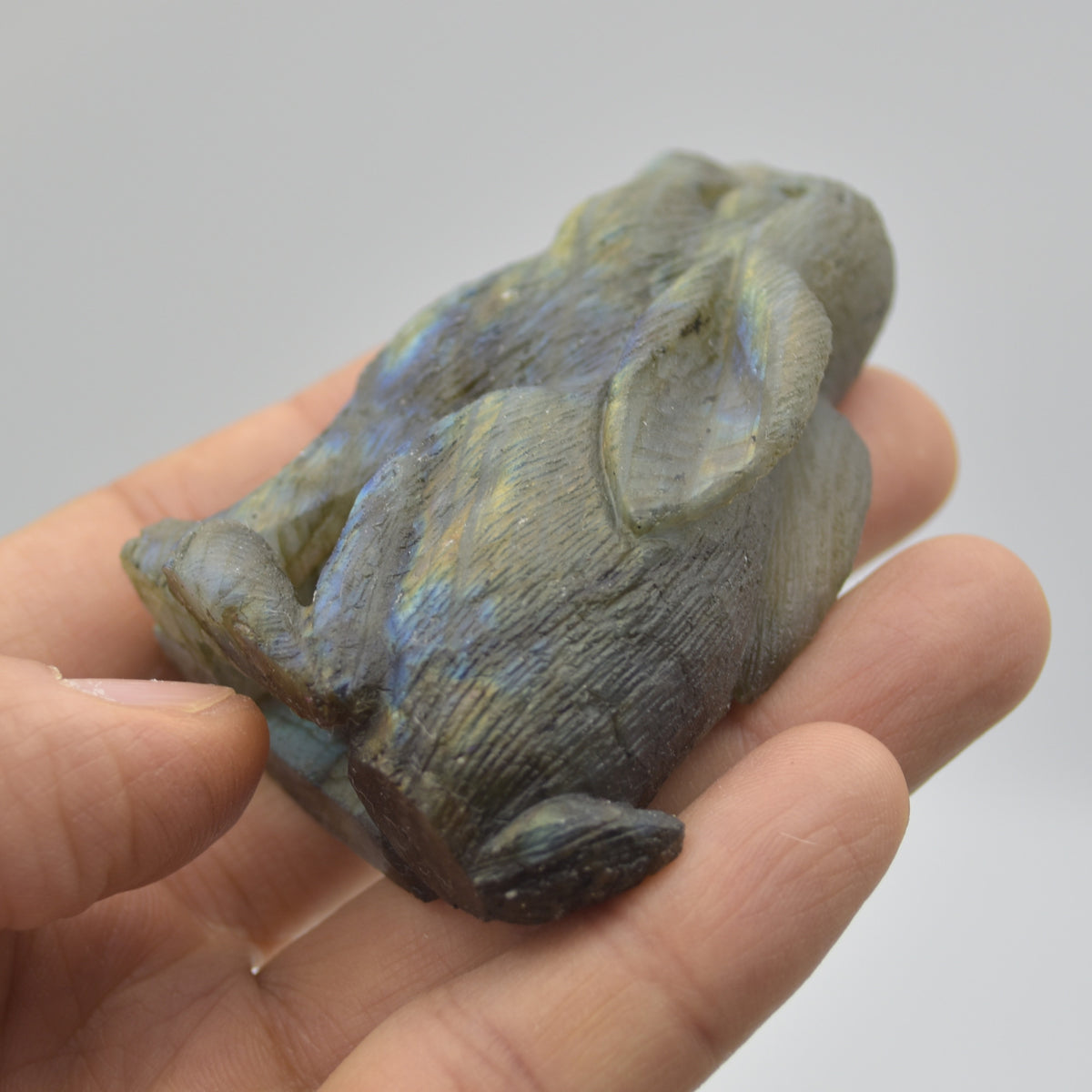 Labradorite Crystal Rabbit Hare - 7cm x 5cm x 2.5cm - 104 grams #05