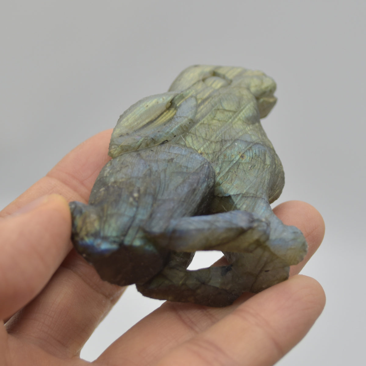 Labradorite Crystal Rabbit Hare - 7cm x 5cm x 2.5cm - 104 grams #05