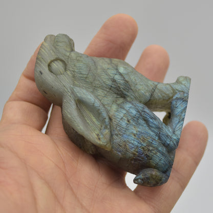 Labradorite Crystal Rabbit Hare - 7cm x 5cm x 2.5cm - 104 grams #05