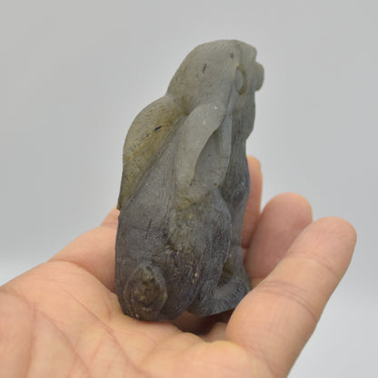 Labradorite Crystal Rabbit Hare - 7cm x 5cm x 2.5cm - 104 grams #05
