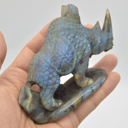 Labradorite Crystal Rhinoceros - 7cm x 10.5cm x 3.5cm - 209 grams #03