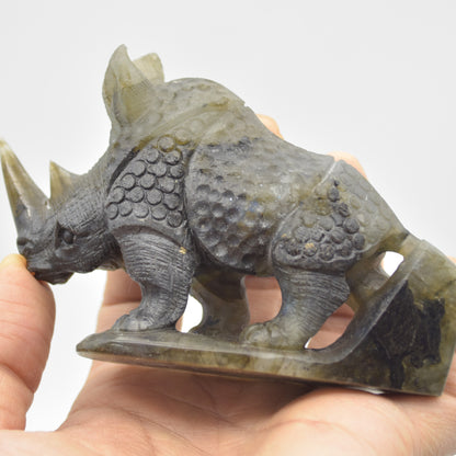 Labradorite Crystal Rhinoceros - 7cm x 10.5cm x 3.5cm - 209 grams #03