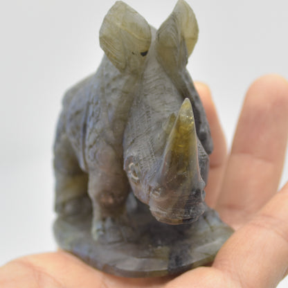 Labradorite Crystal Rhinoceros - 7cm x 10.5cm x 3.5cm - 209 grams #03