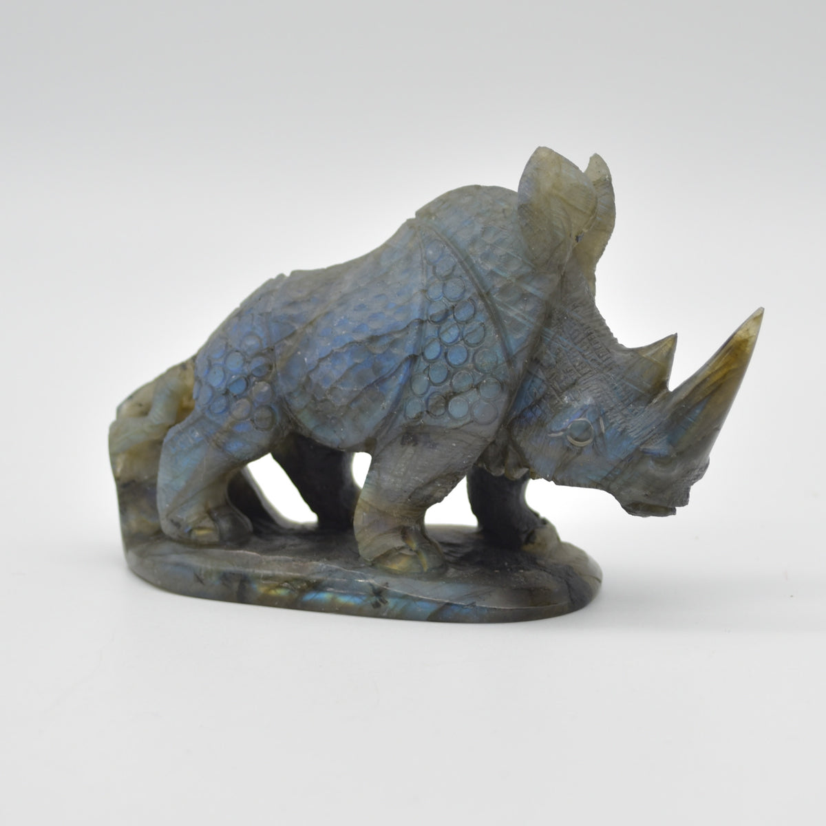 Labradorite Crystal Rhinoceros - 7cm x 10.5cm x 3.5cm - 209 grams #03