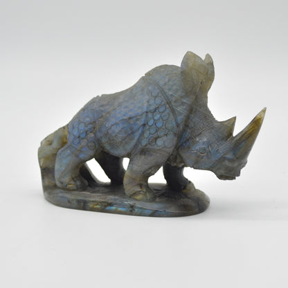 Labradorite Crystal Rhinoceros - 7cm x 10.5cm x 3.5cm - 209 grams #03