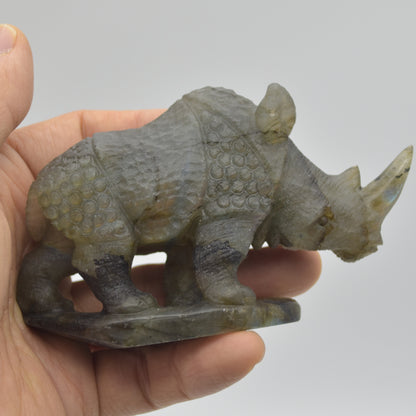 Labradorite Crystal Rhinoceros - 6cm x 10.5cm x 3cm - 176 grams #04