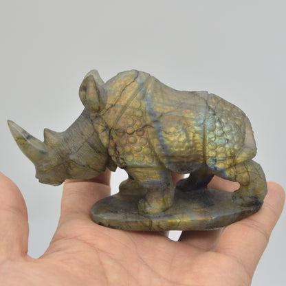 Labradorite Crystal Rhinoceros - 6cm x 10.5cm x 3cm - 176 grams #04