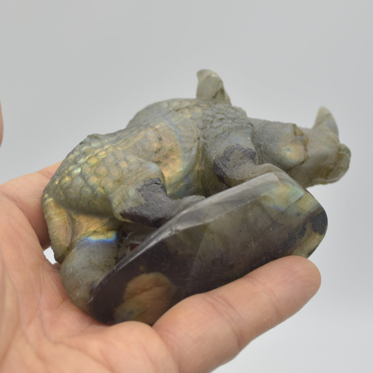 Labradorite Crystal Rhinoceros - 6cm x 10.5cm x 3cm - 176 grams #04