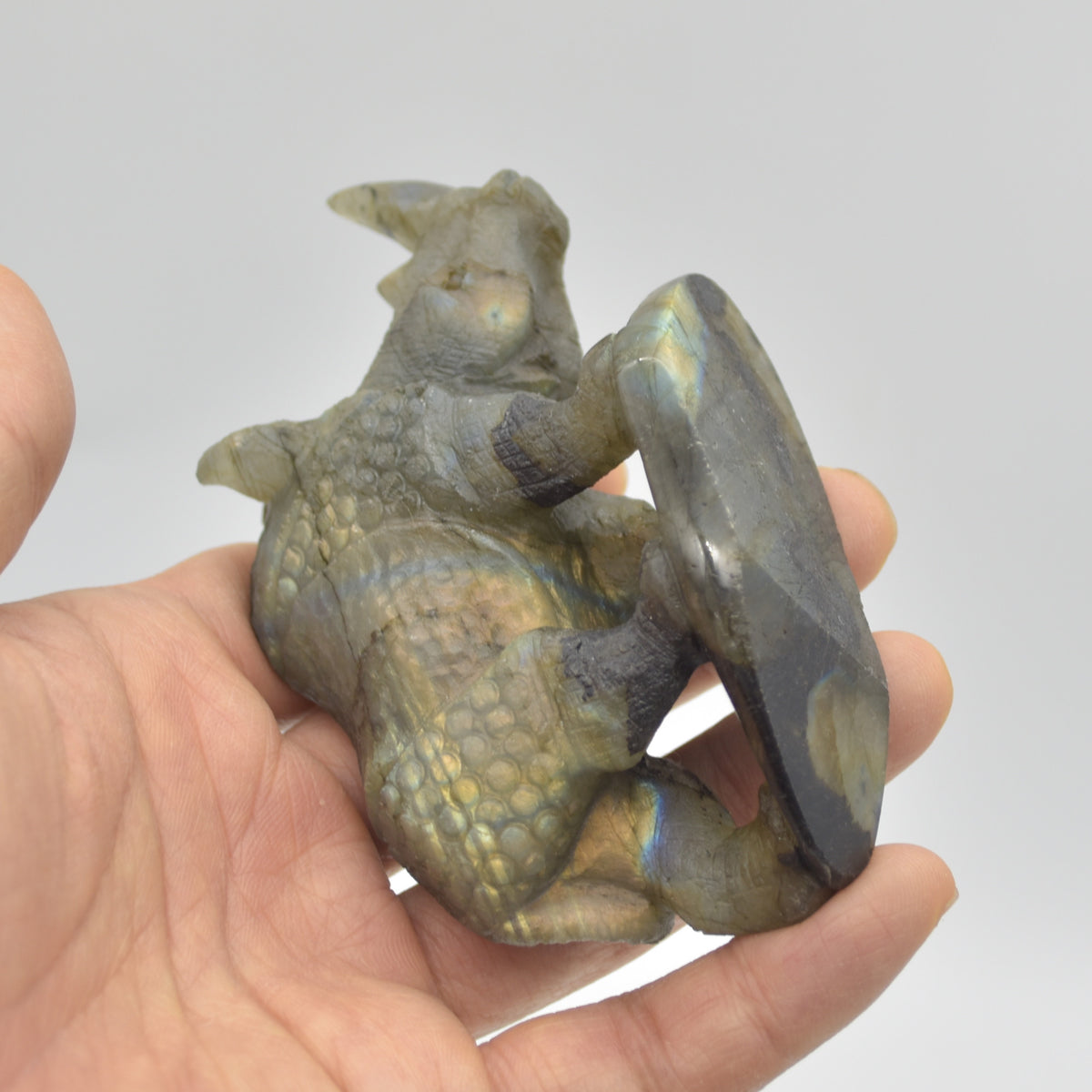 Labradorite Crystal Rhinoceros - 6cm x 10.5cm x 3cm - 176 grams #04
