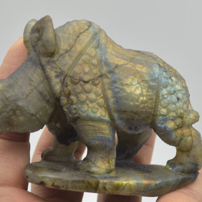 Labradorite Crystal Rhinoceros - 6cm x 10.5cm x 3cm - 176 grams #04