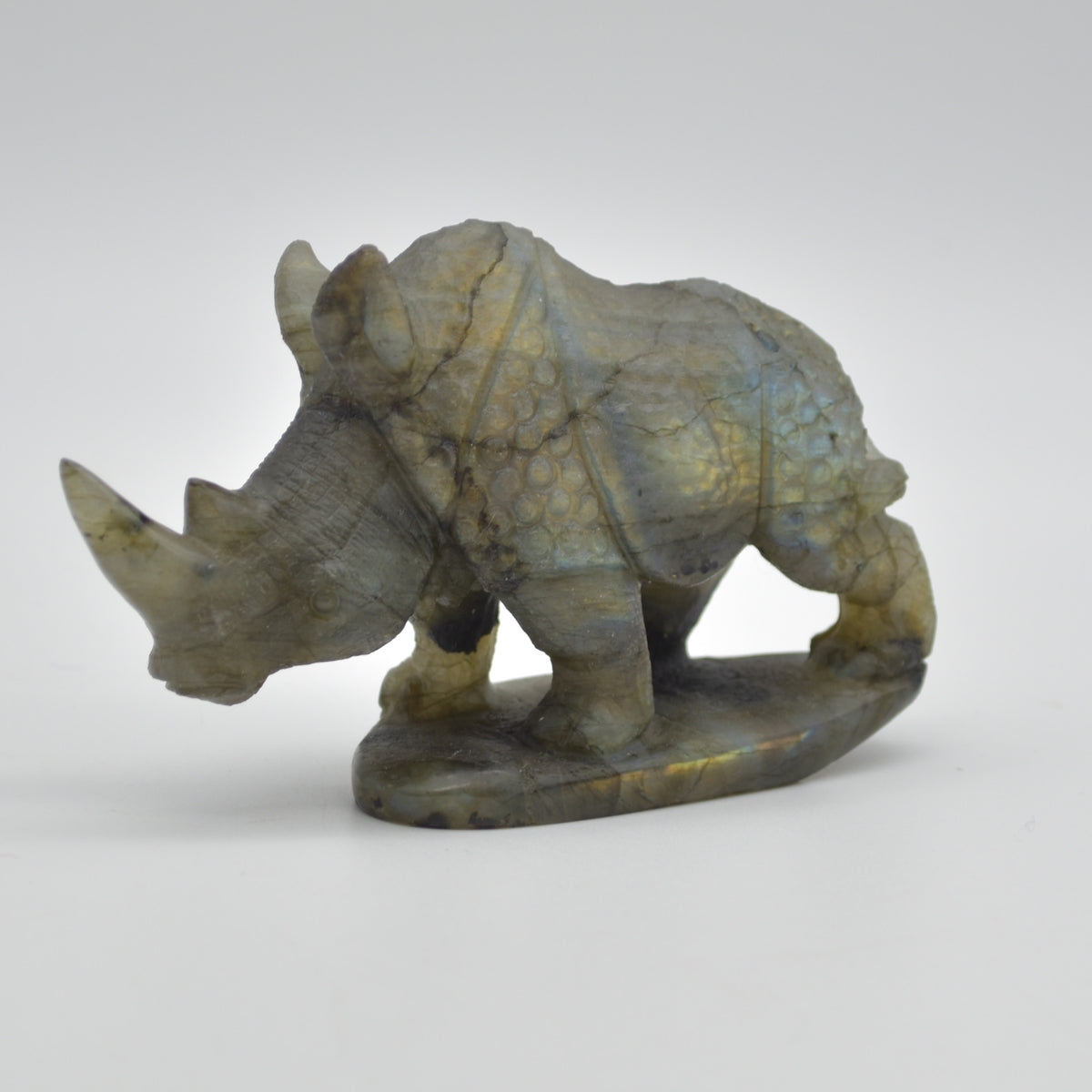 Labradorite Crystal Rhinoceros - 6cm x 10.5cm x 3cm - 176 grams #04