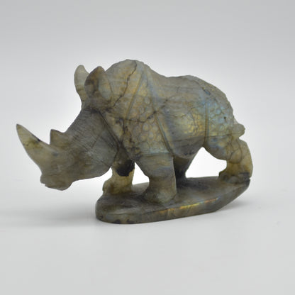 Labradorite Crystal Rhinoceros - 6cm x 10.5cm x 3cm - 176 grams #04