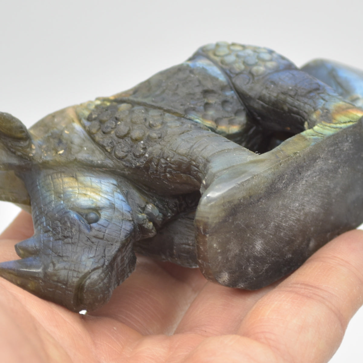 Labradorite Crystal Rhinoceros - 6.5cm x 9.5cm x 3cm - 182 grams #05
